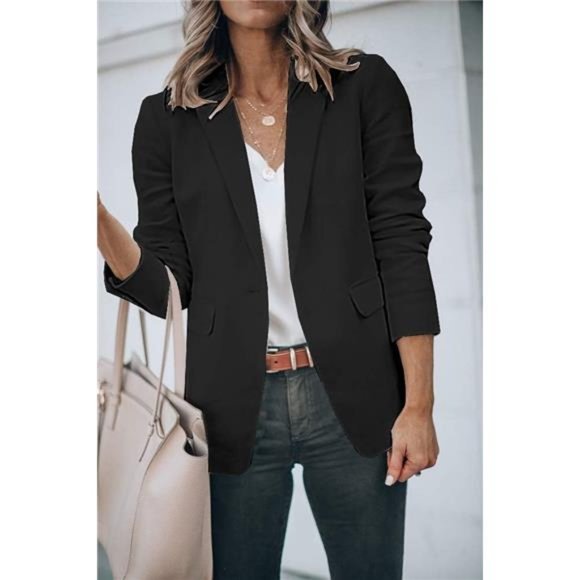 Womens Casual Blazers Open Front Long Sleeve Work Office Jackets Blazer - Picture 4 of 6